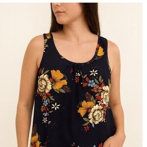 Zeagoo Womens Floral Tank Top Blouse M Multicolor Scoop Neck Sleeveless